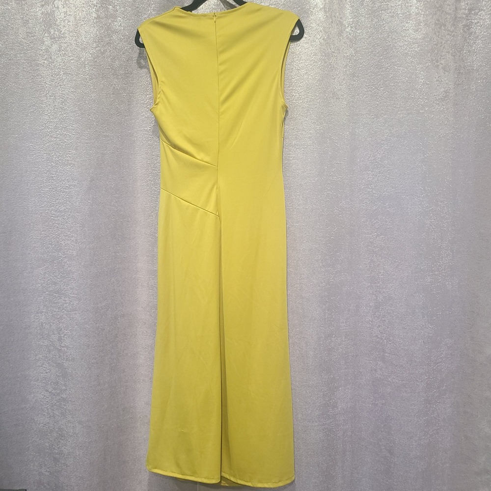 Aveloria Chartreuse Yellow Ruched Sleeveless Maxi Dress Size 8/10 Large - Picture 7 of 11